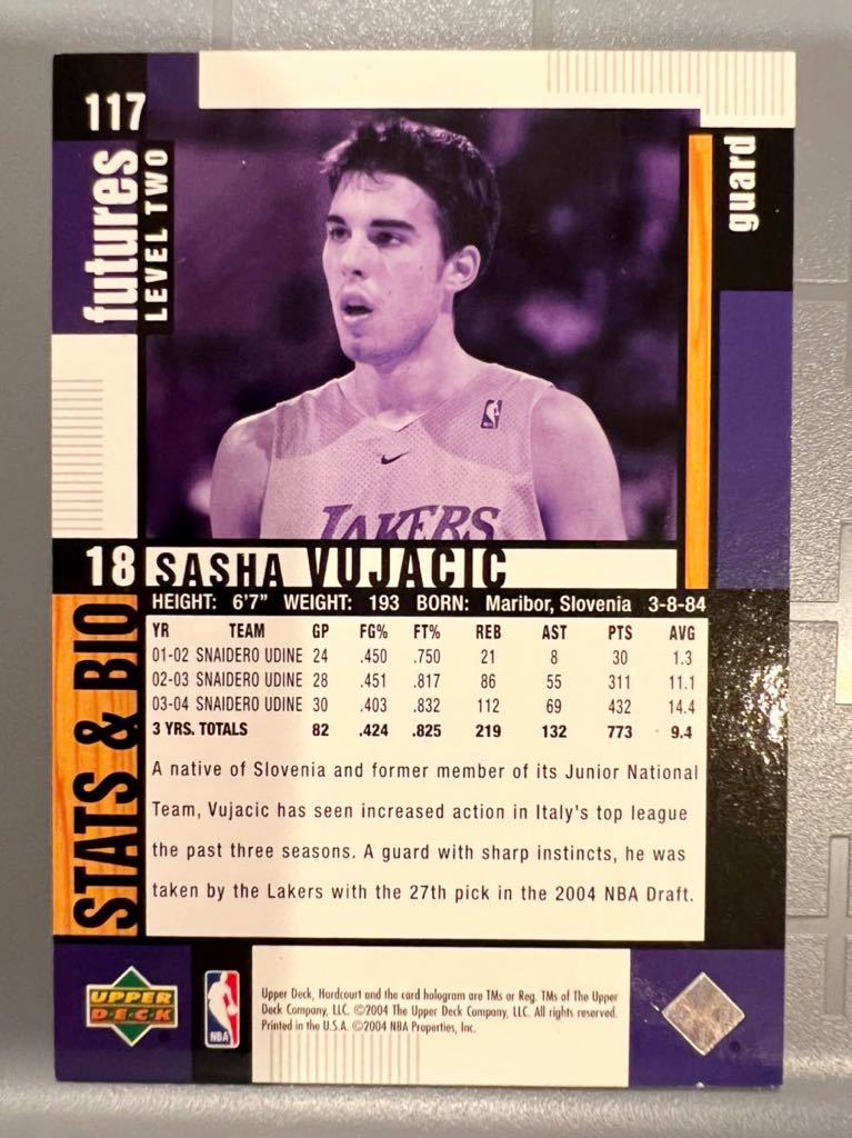 激レア名選手/1999 RC 04-05 Upper Deck Sasha Vujacic サーシャ・ブヤチッチ NBA ルーキー カード Lakers レイカーズ Panini バスケ 優勝_画像2