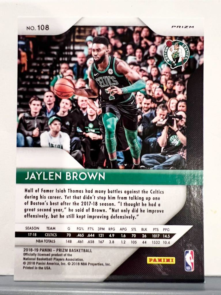 HOT Trio Scoops Prizm 18-19 Panini Jaylen Brown ジェイレン・ブラウン NBA インサート Celtics セルティックス バスケ プリズム_画像2