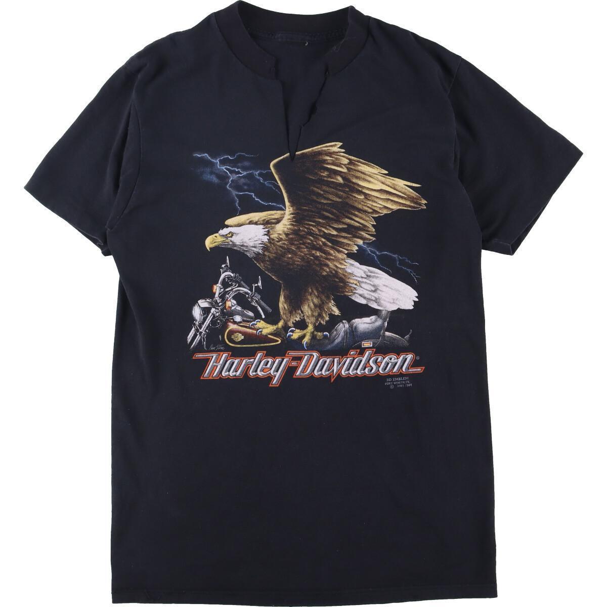 【高額売筋】 EMBLEM 3D Harley-Davidson ハーレーダビッドソン 古着 リメイク /eaa248989 レディースS メンズXS バイクTシャツ モーターサイクル 文字、ロゴ