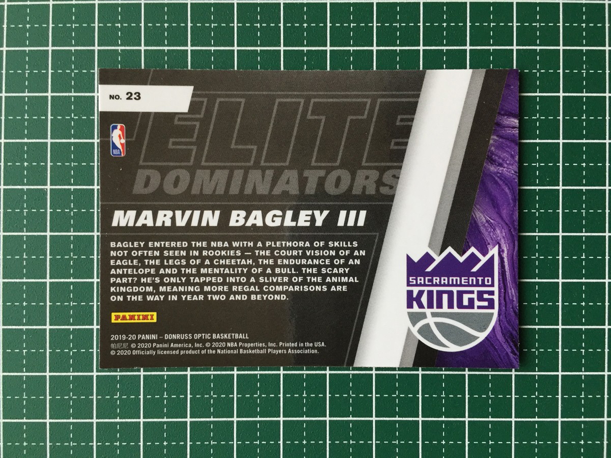 ★PANINI 2019-20 NBA DONRUSS OPTIC #23 MARVIN BAGLEY III［SACRAMENTO KINGS］インサートカード「ELITE DOMINATORS」★_画像2