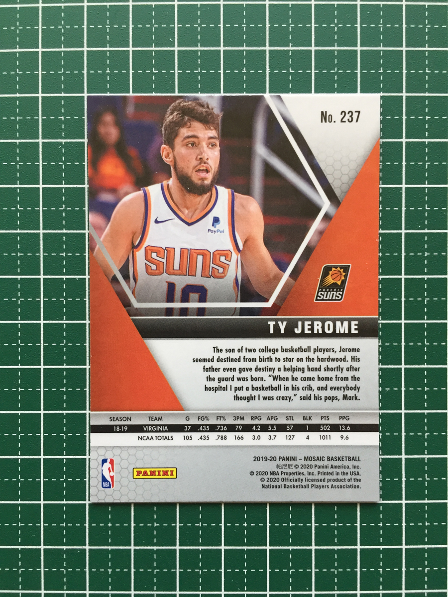 ★PANINI 2019-20 NBA MOSAIC #237 TY JEROME［PHOENIX SUNS］ベースカード ルーキー RC 2020★_画像2