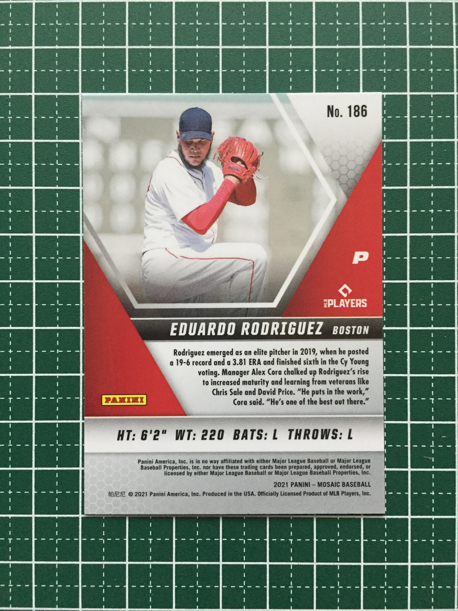 ★PANINI MLB 2021 MOSAIC #186 EDUARDO RODRIGUEZ［BOSTON RED SOX］ベースカード「BASE」★_画像2