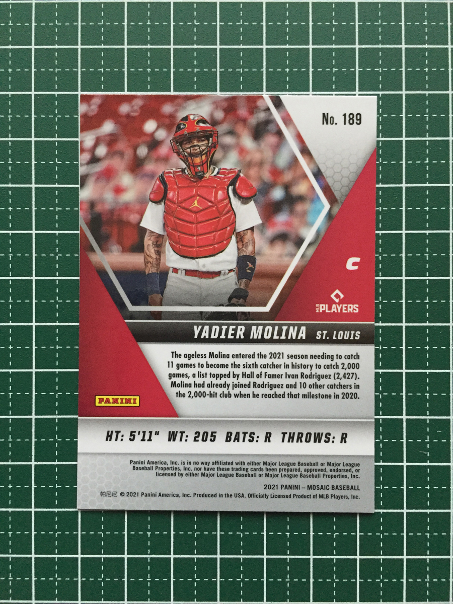 ★PANINI MLB 2021 MOSAIC #189 YADIER MOLINA［ST. LOUIS CARDINALS］ベースカード「BASE」★_画像2