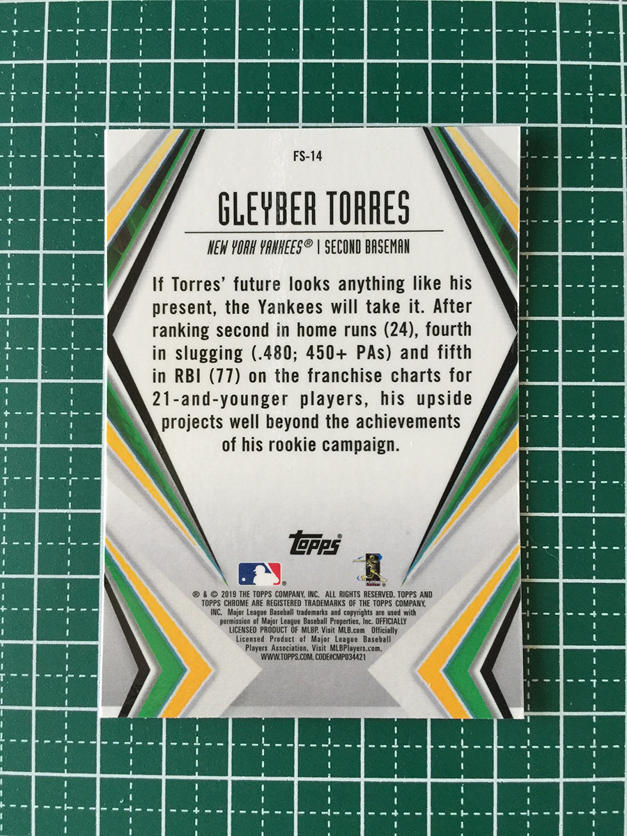 ★TOPPS MLB 2019 TOPPS CHROME #FS-14 GLEYBER TORRES［NEW YORK YANKEES］インサートカード「FUTURE STARS」★_画像2