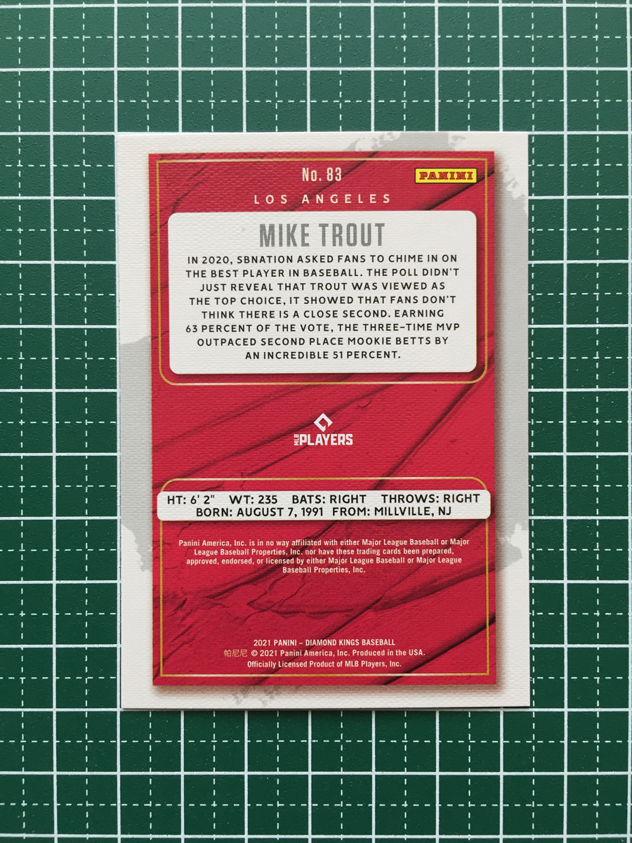 ★PANINI MLB 2021 DIAMOND KINGS #83 MIKE TROUT［LOS ANGELES ANGELS］ベースカード「BASE」★_画像2