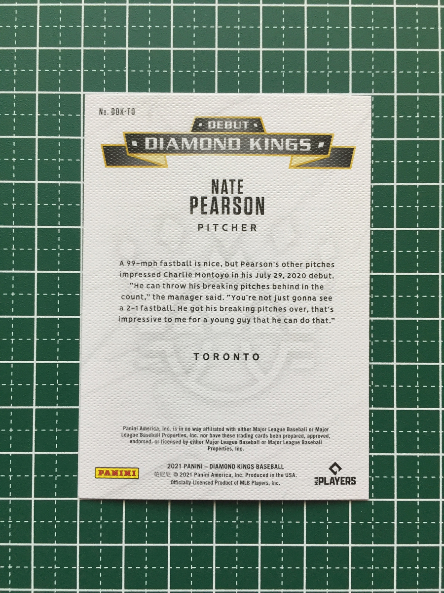 ★PANINI MLB 2021 DIAMOND KINGS #DDK-TO NATE PEARSON［TORONTO BLUE JAYS］インサートカード「DEBUT DIAMOND KINGS」★_画像2