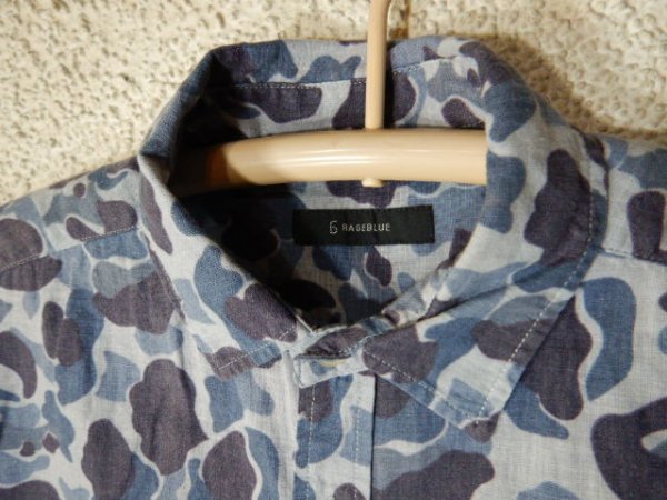 n7123 RAGEBLUE Rageblue короткий рукав синий серия камуфляж утка дизайн рубашка linen лен .. популярный стоимость доставки дешевый 