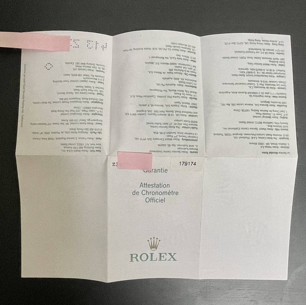 ロレックス Rolex 保証書 ギャランティ 179174 Z番 2