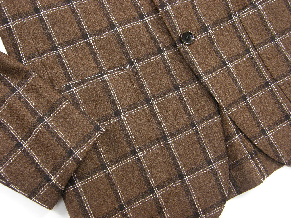 新品 BEAMS F × イタリア DI PRAY社 【日本製】 ブラウン チェック ジャケット 春秋 50 XL ★332927 ビームス_画像8