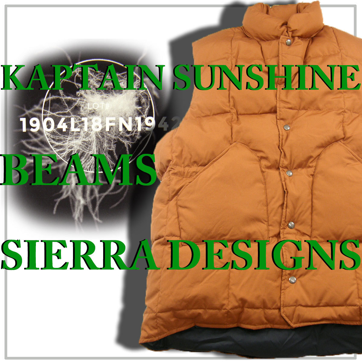  new goods [ Triple collaboration!] KAPTAIN SUNSHINE × BEAMS PLUS × SIERRA DESIGNS down vest ALLIED 650 Phil power XL sierra design z