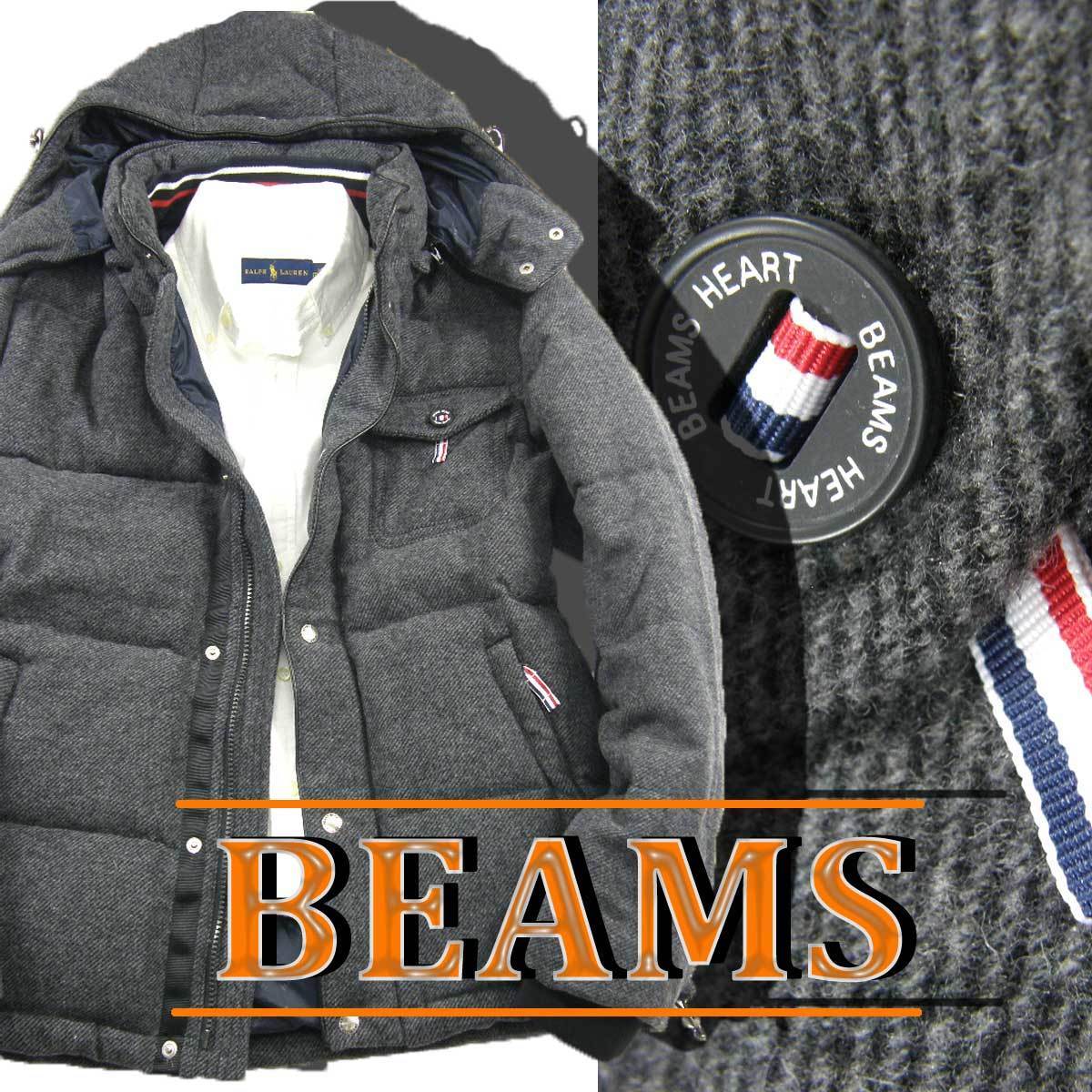 新品 BEAMS 【上品なウールツイル】 2WAY ダウン 米国デュポン社素材 M ★320653 ビームス トリコ チャコールグレー ブルゾン_画像1