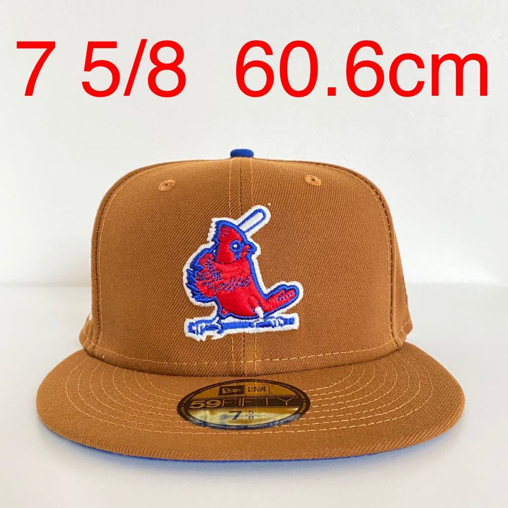 新品 New Era ツバ裏ブルー 59FIFTY Cardinals Brown Cap Royal Under Visor 7 5/8 60.6cm ニューエラ カージナルス キャップ Hat club_画像1