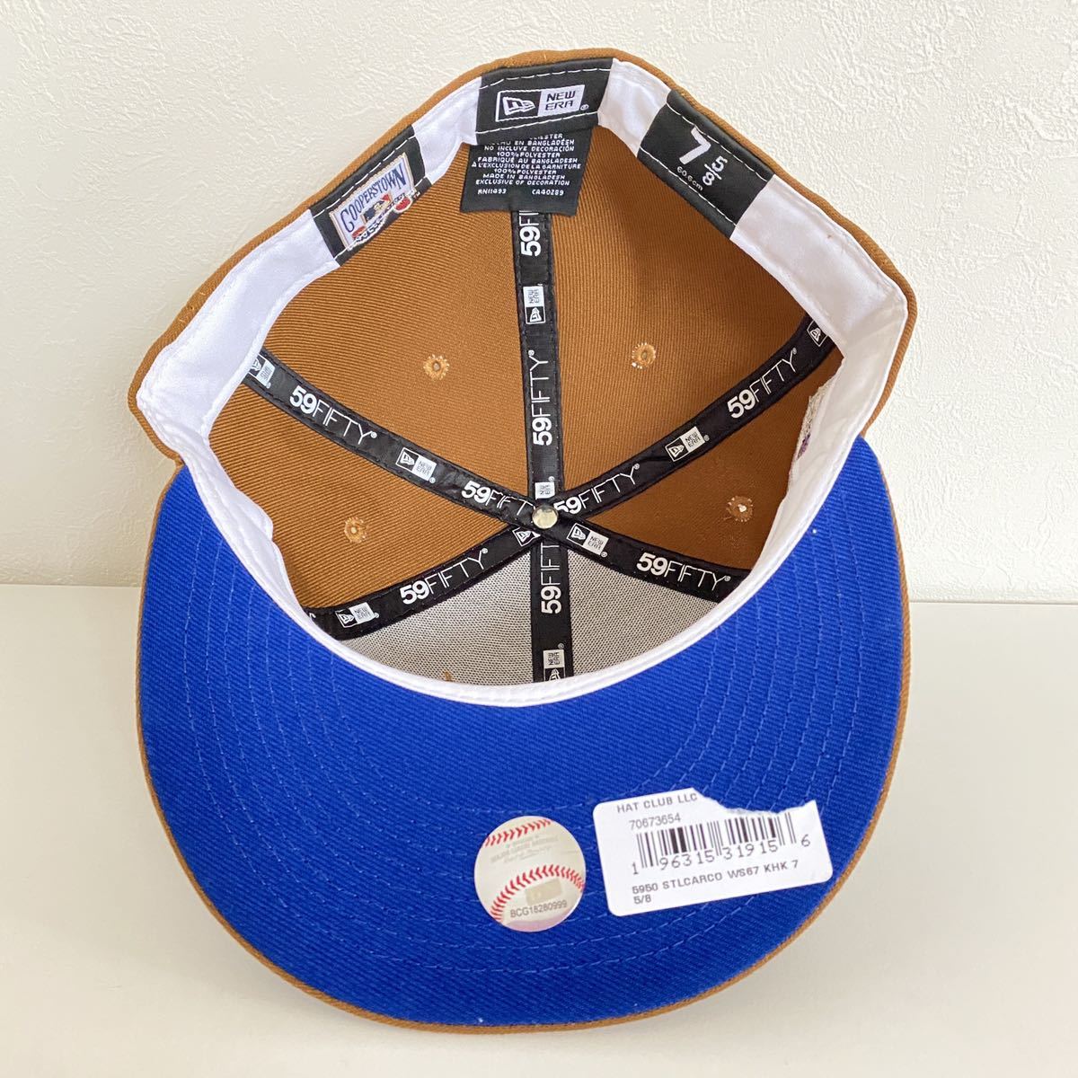 新品 New Era ツバ裏ブルー 59FIFTY Cardinals Brown Cap Royal Under Visor 7 5/8 60.6cm ニューエラ カージナルス キャップ Hat club_画像6