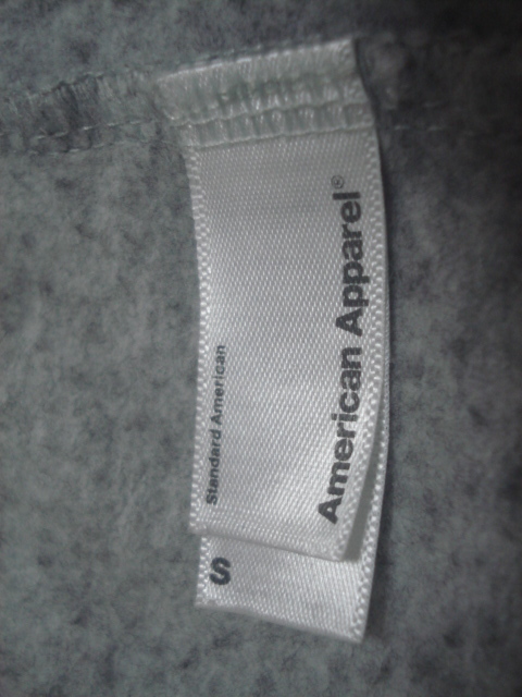 S アメリカンアパレルAmericanApparelアメアパ ジップパーカー GrayグレーGrey灰色 ★ミニマルデザインなのでユニセックスで着られる_Sサイズです。