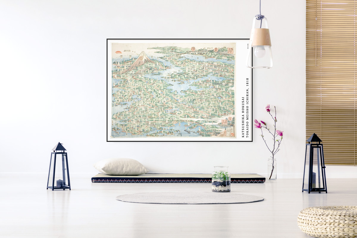 BROOMIN art poster . ornament north . Tokai road name place list peace modern map bird . map ukiyoe poster A5 148×210mm AP042