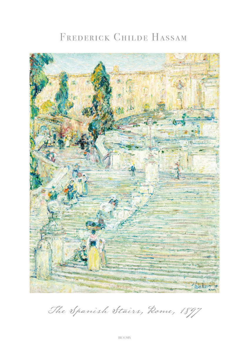 BROOMIN art poster child is  Sam Spain. stair Rome landscape painting picture B2 515×728mm AP163