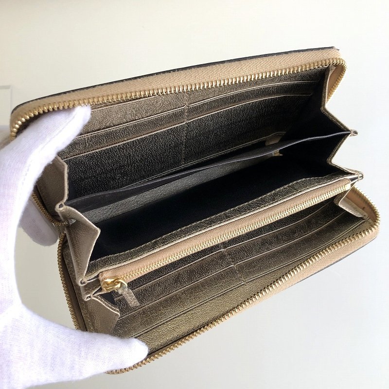 最終セール!美品 GUCCI グッチ リザード GGマーモント ラウンドファスナー長財布 456117 ゴールド ジッピーウォレット メンズ レディース_画像8