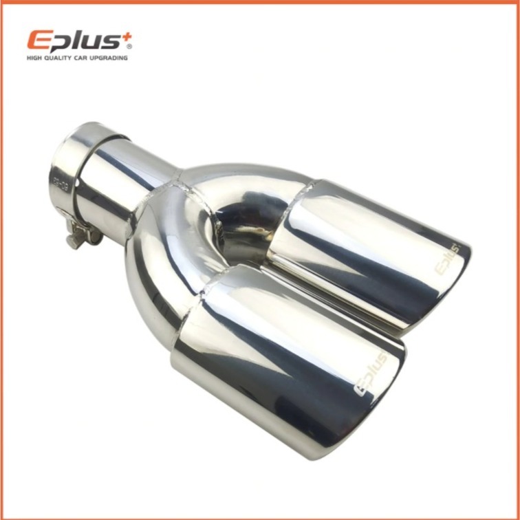 **[47%OFF!!]Eplus styling dual muffler cutter silencer stainless steel in51-67mm Silver size selection possibility!!**