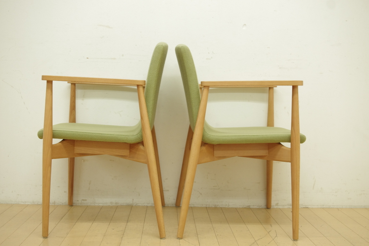 KAWAJUN/カワジュン NIX Arm Chair/ニクスアームチェア 2脚セット 食卓椅子 イス ダイニング ラウンジ 待合 ロビー ナチュラル グリーン 1_画像6