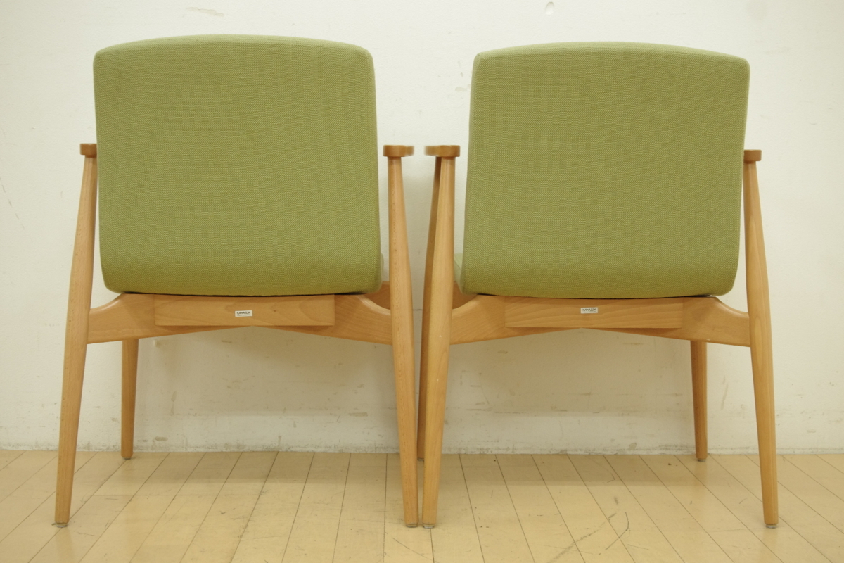 KAWAJUN/カワジュン NIX Arm Chair/ニクスアームチェア 2脚セット 食卓椅子 イス ダイニング ラウンジ 待合 ロビー ナチュラル グリーン 1_画像9
