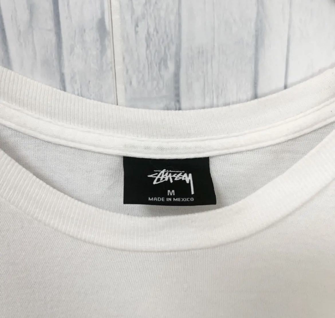 stussy ステューシー 半袖 Tシャツ ビッグロゴ デカロゴ バックロゴ サイズM ホワイト メキシコ製 ショーンフォント 送料無料