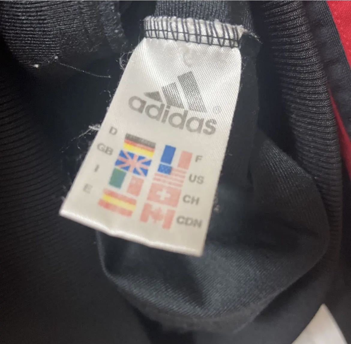 絶品】 adidas オールド 刺繍 3ライン 万国旗タグ トレフォイル 