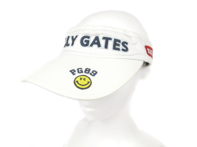 パーリーゲイツ PEARLY GATES サンバイザー 帽子 ツイル ロゴ PG89 スマイル 053-8287702 ホワイト size FR_画像1