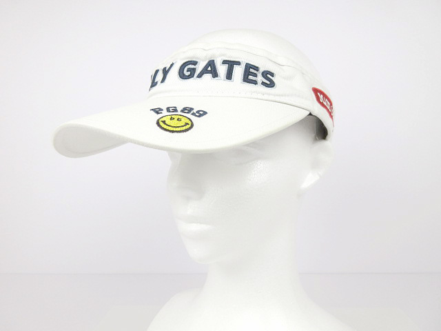 パーリーゲイツ PEARLY GATES サンバイザー 帽子 ツイル ロゴ PG89 スマイル 053-8287702 ホワイト size FR_画像2