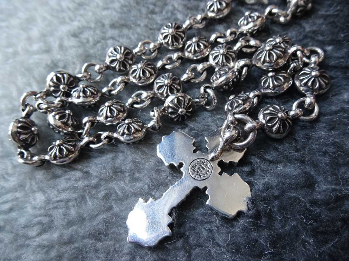  супер масса класс! Chrome Hearts CHROME HEARTSfili Gree Cross оригинальный pave diamond подвеска × Cross мяч колье цепочка 