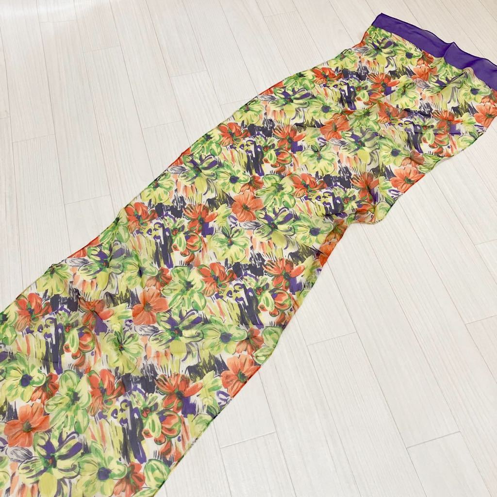 シルクスカーフ　ストール シルク100% 長方形　花柄　シースルー　春夏用　日本製_画像3