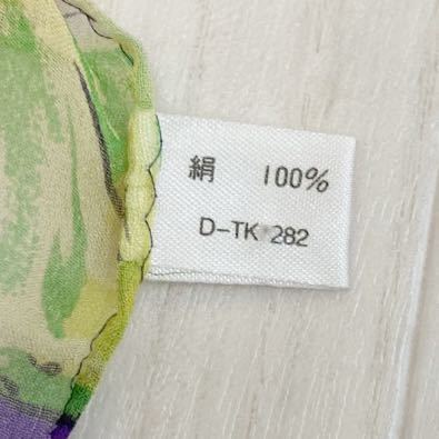 シルクスカーフ　ストール シルク100% 長方形　花柄　シースルー　春夏用　日本製_画像8