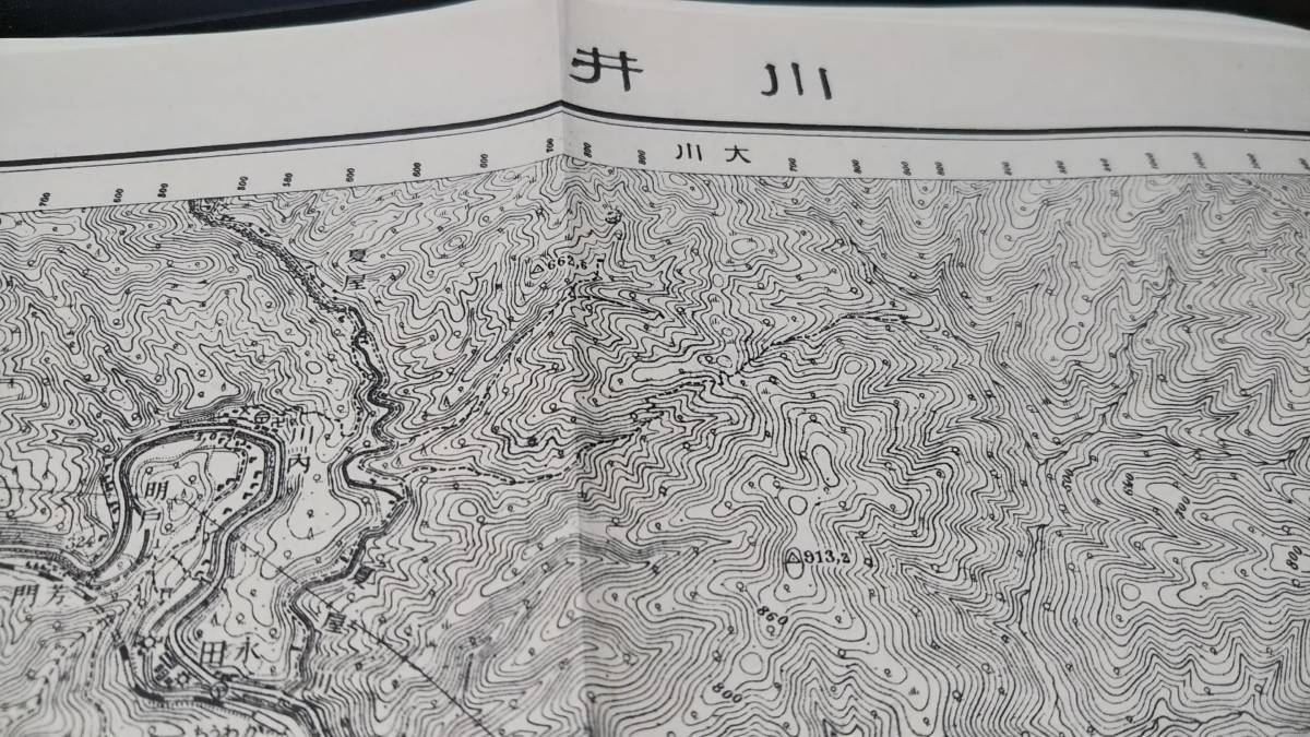 古地図 　川井　岩手県　　地図　地形図　資料　43×57センチ　　縦部分上下3㎝カット　大正5年測量　昭和27年印刷　発行　A　_画像1