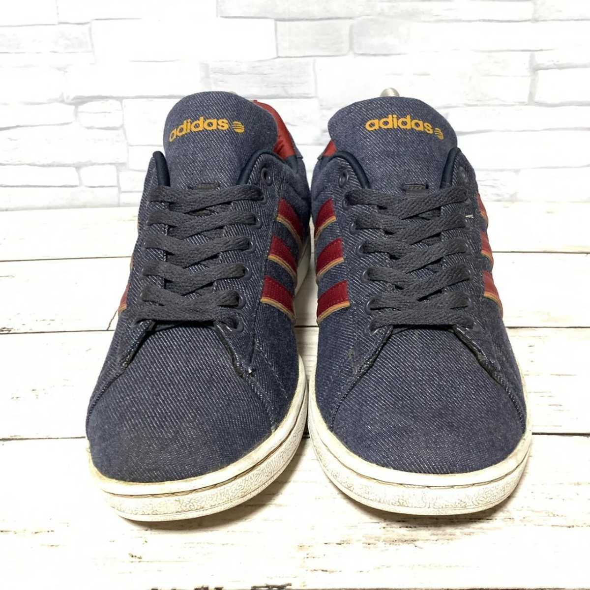 R1404dL 《adidas アディダス》NEO LABEL ネオレーベル ローカット スニーカー デニム調 ネイビー 26cm メンズ 3ライン F38465_画像2