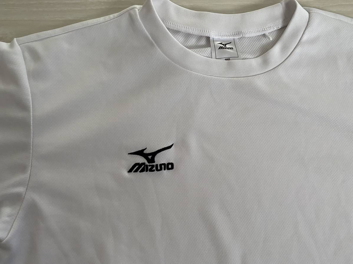 ★ミズノ MIZUNO 160サイズ 半袖 Tシャツ ロゴ刺繍 白★速乾/ドライ_画像2