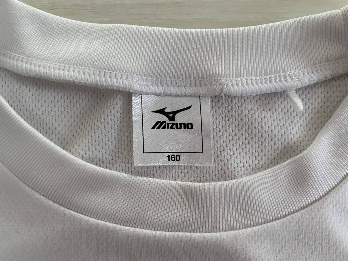 ★ミズノ MIZUNO 160サイズ 半袖 Tシャツ ロゴ刺繍 白★速乾/ドライ_画像3