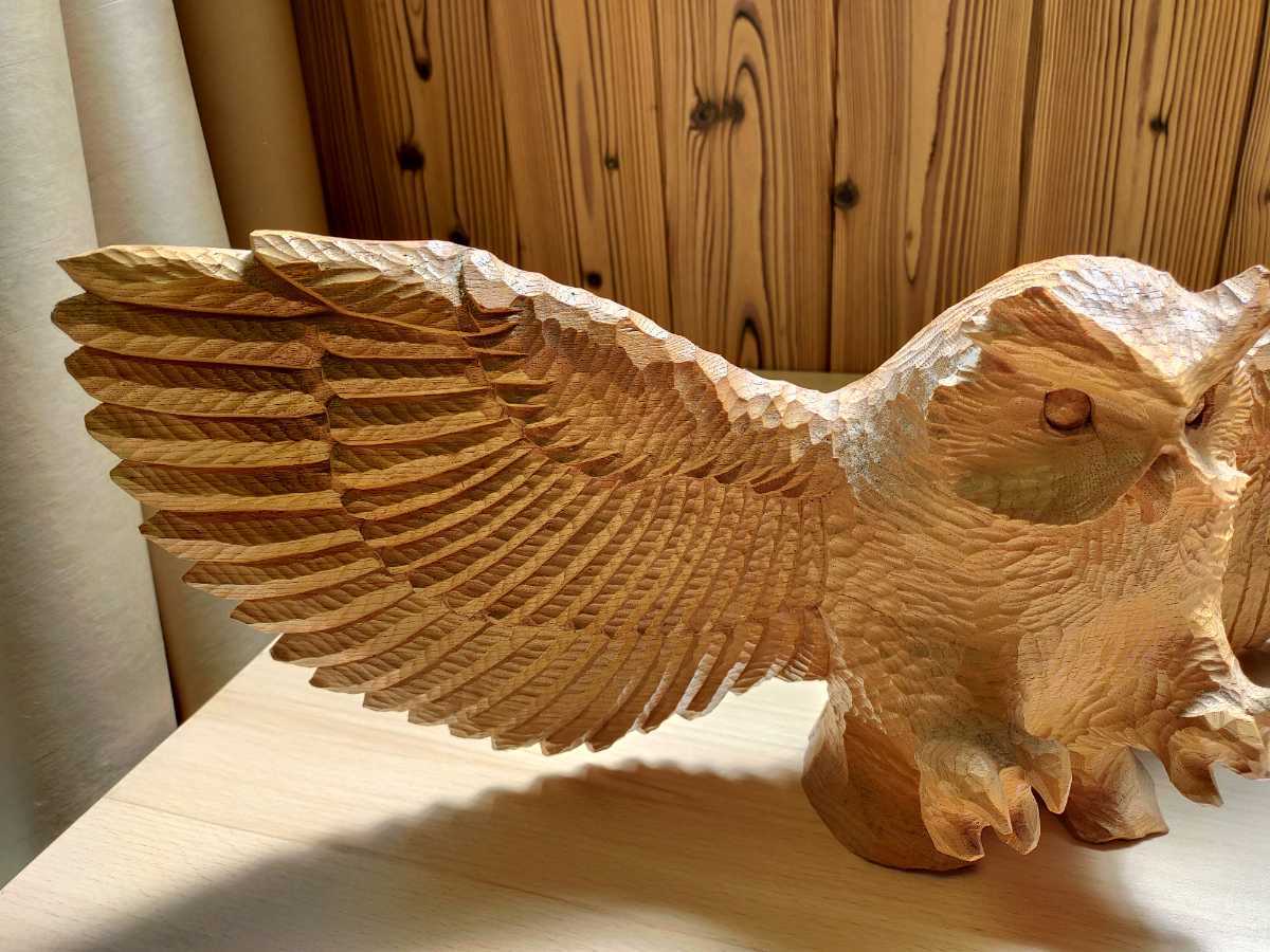 ☆木彫り フクロウ 梟 木製 置物☆ 工芸品 ☆木彫り フクロウ 梟 木製 置物☆ 工芸品
