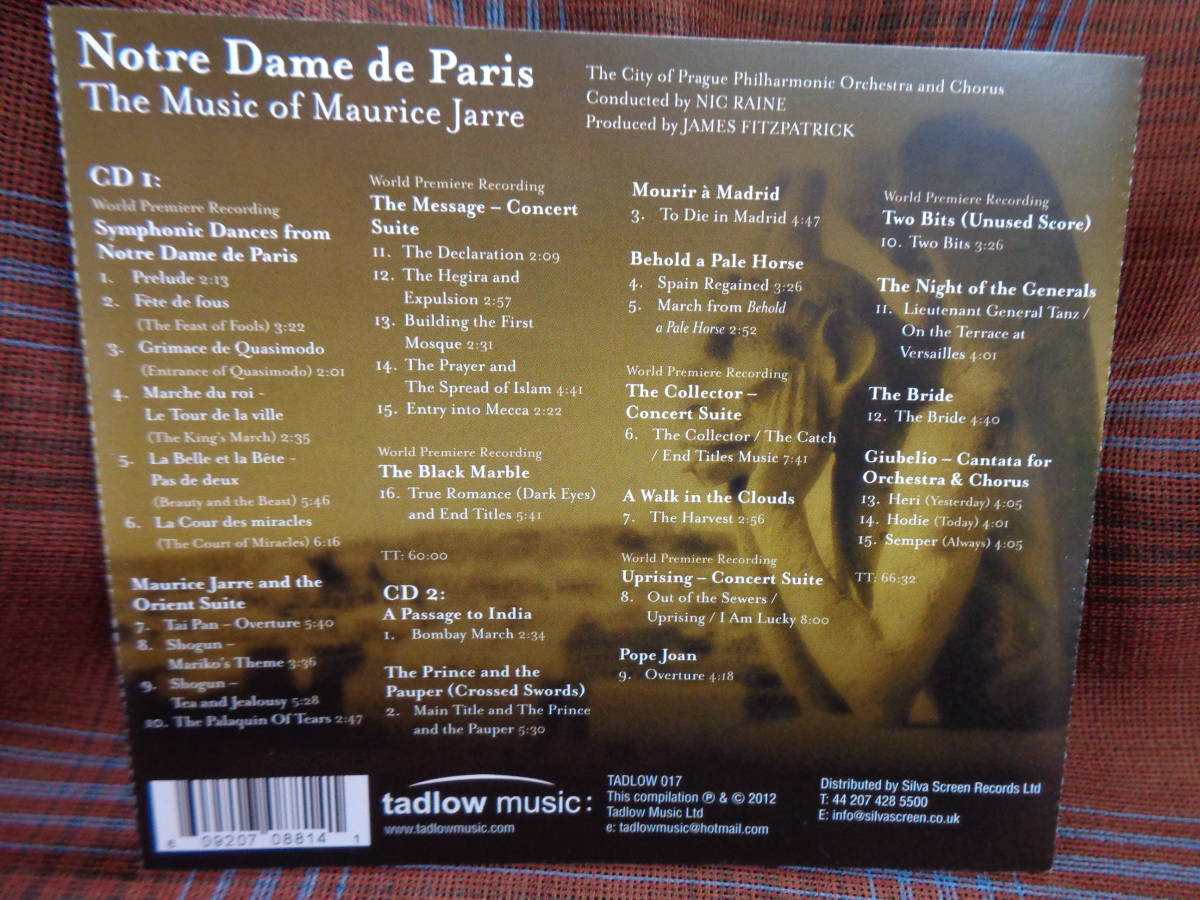 A#2002◆サントラ◆ モーリス・ジャール 映画音楽集 ２CD Notre Dame De Paris The Music Of MAURICE JARRE TADLOW017_画像4
