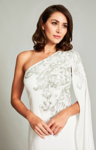 TADASHI SHOJI タダシショージ IVORY & SILVER ロングフォーマルドレス