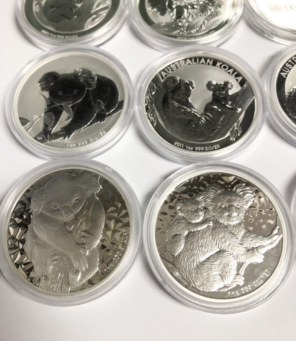 オーストラリア コアラ 銀貨 1オンス 9枚 1oz 2007 2008 2009 2010 2011 2012 2013 2014 2015 セット 2