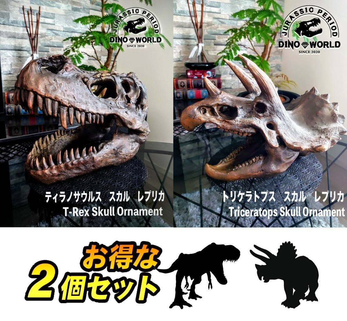 お買い得 ティラノサウルス & トリケラトプス 頭骨 化石 お買い得 ティラノサウルス & トリケラトプス 頭骨 化石
