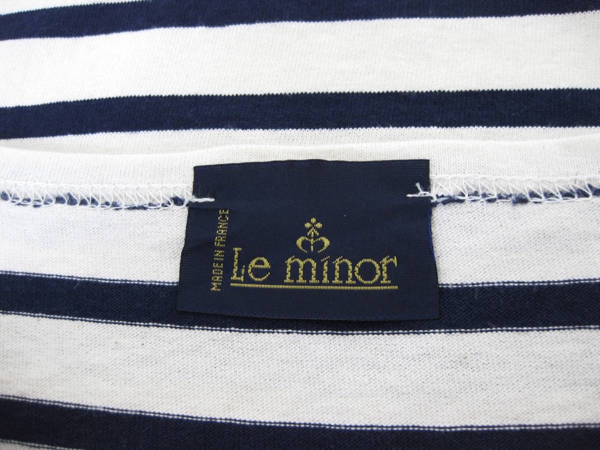 フランス製☆Le minorルミノア☆カットソー☆ボーダー柄☆L(11号)☆コットン☆生成り×NAVY☆ボートネック☆bshop☆_画像3