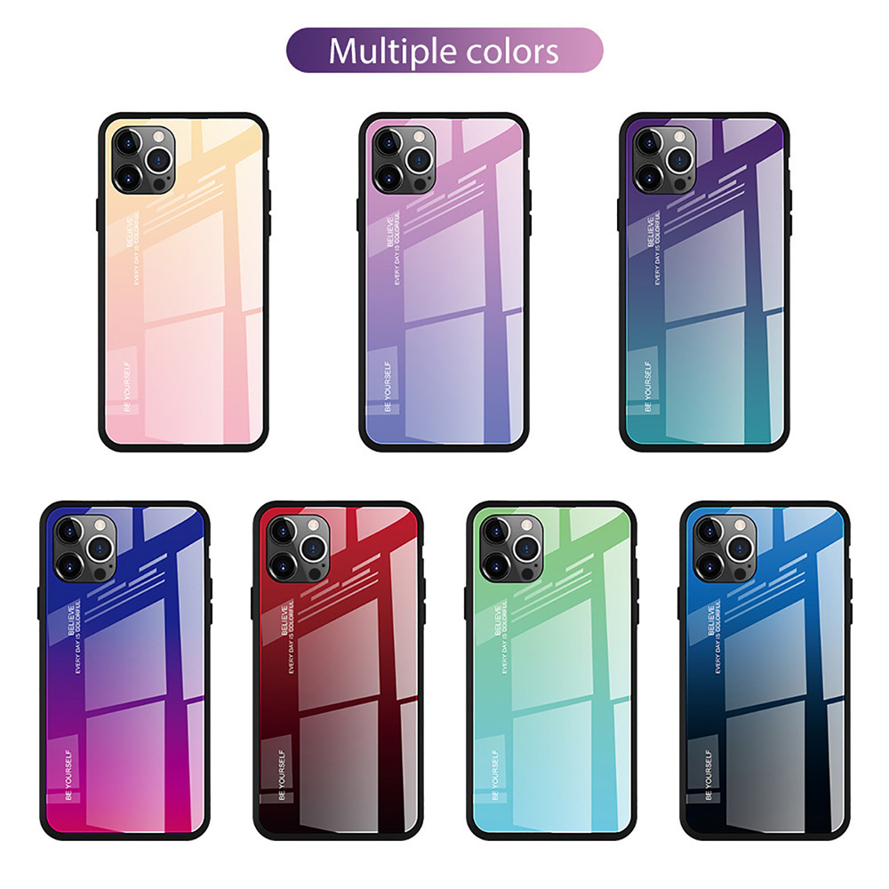 カメラ部保護モデル iPhone 13 Pro Max ケース アイフォン13プロマックス ケース 強化ガラス グラデーションデザイン☆水色緑系_画像8