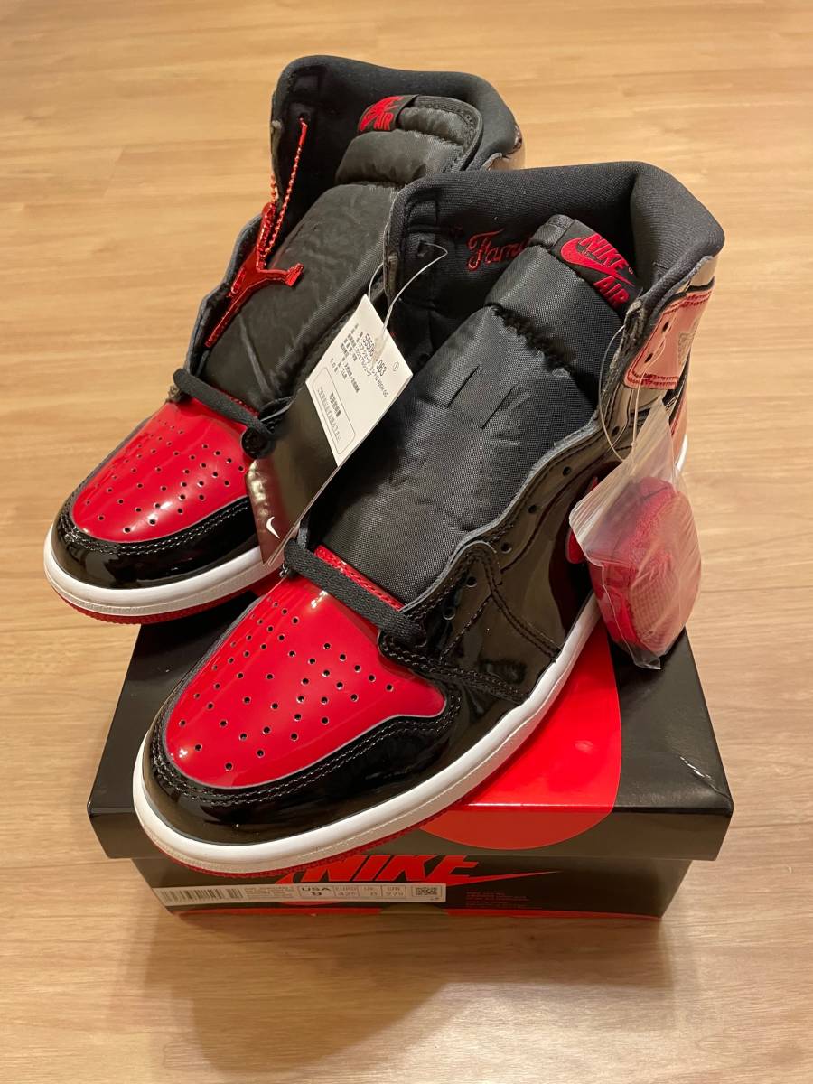 新品/未使用 AIR JORDAN 1 エア ジョーダン 1 Patent Bred パテント ブレッド US9 27cm_画像4