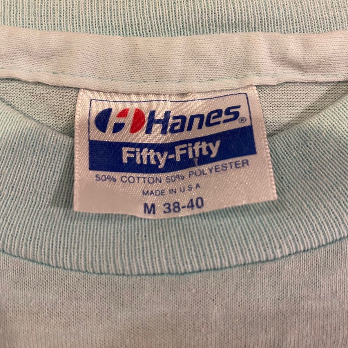 ヘインズ Hanes 半袖 Tシャツ M 38-40 ビンテージ 90s バンビ プリントTシャツ USA製 青 ブルー アートT USA古着 シングルステッチ vintageの画像3