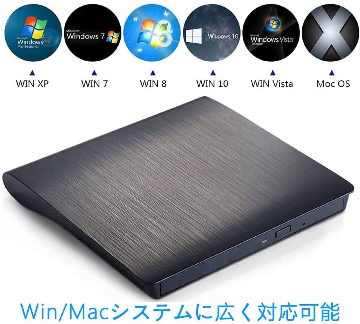 外付けDVDドライブ DVDプレイヤー 光学ドライブ DVD±RW DVDドライブ USB3.0 ポータブル