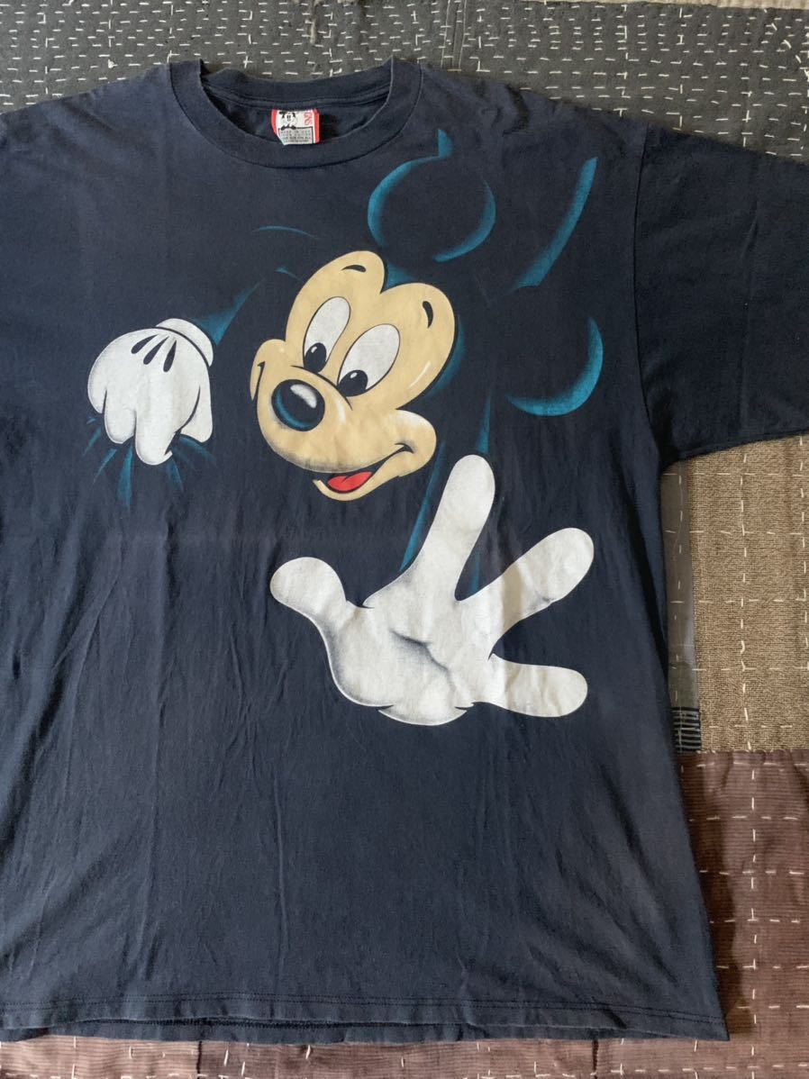 美しい ディズニー Disney Tシャツ vintage ミッキー 90s mickey ビンテージ ビッグサイズ 両面 イラスト、キャラクター
