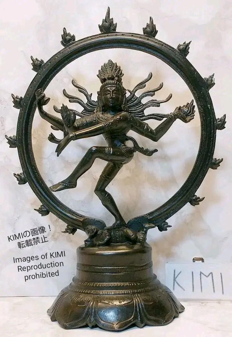 ダンシングシヴァ像 金属製 高さ21.5cm 19世紀 ヒンドゥ教 置物 アンティーク 彫刻 黒猫 オブジェ