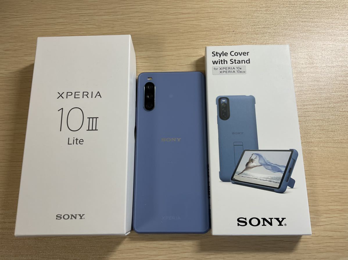 美品スマホ Xperia 10 III Lite ブルー＆SONY純正カバーケース透明