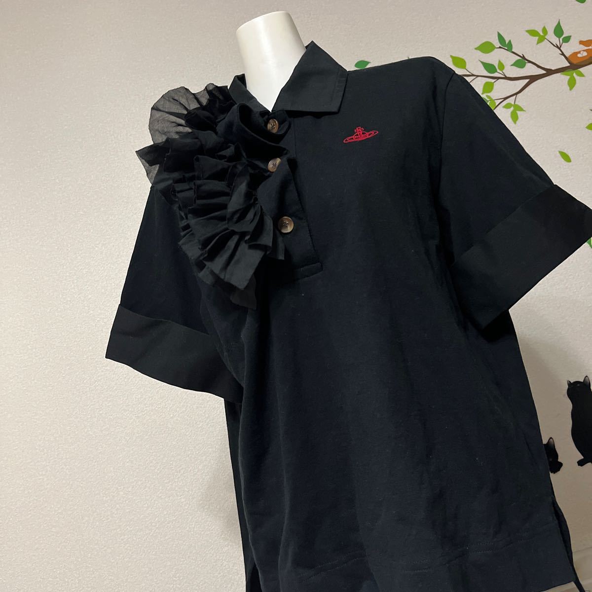 Vivienne Westwood ヴィヴィアンウエストウッド オーブ 刺繍 フリル トップス Vivienne Westwood ヴィヴィアンウエストウッド オーブ 刺繍 フリル トップス