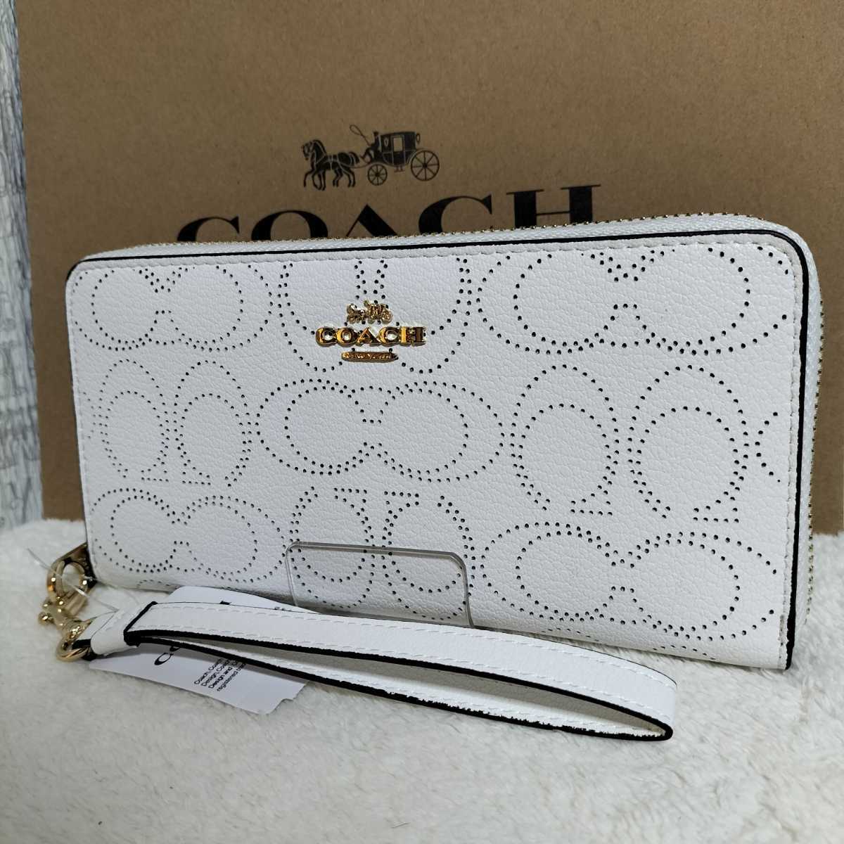 新品 COACH コーチ 長財布 ロングジップ チョーク ホワイト C4715 - 長財布